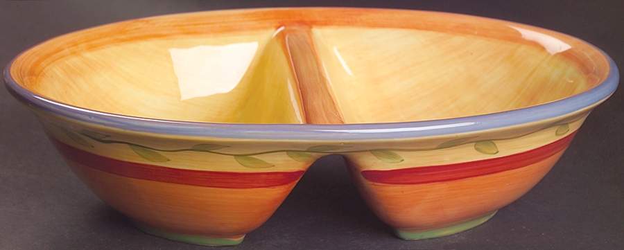 Napoli (Stoneware) 10" Oval Divided Vegetable Bowl by Pfaltzgraff-1