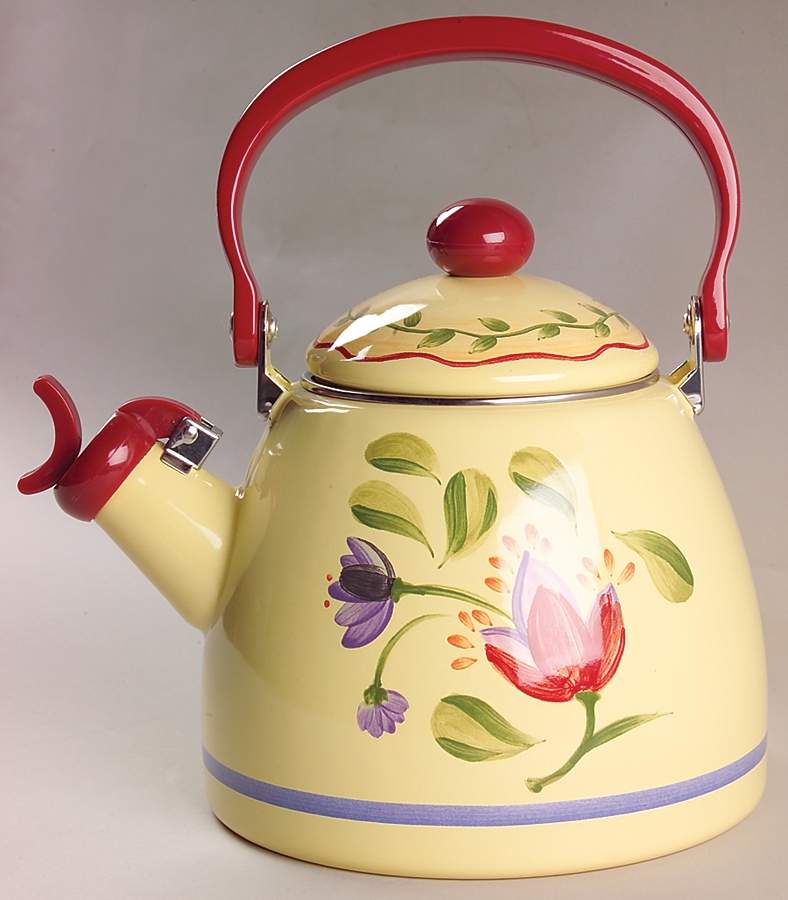 Napoli (Stoneware) Metal Whistler Kettle & Lid by Pfaltzgraff-1