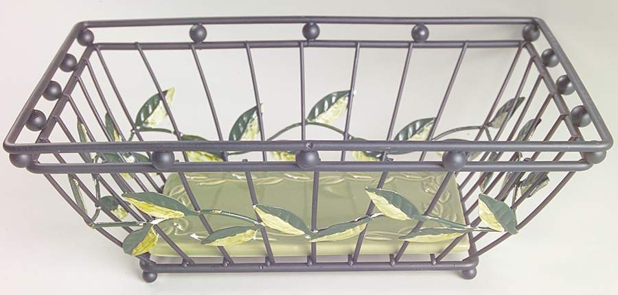 Napoli (Stoneware) Metal Bread/Basket w/Ceramic Tray by Pfaltzgraff-1