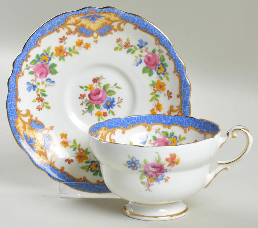 Plymouth (Blue) Footed Cup & Saucer Set by Paragon-1