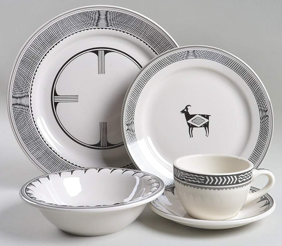 Ancient Mimbreno Black (Replica) 5 Piece Place Setting by Pipestone-1
