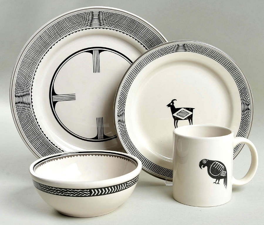 Ancient Mimbreno Black (Replica) 4 Piece Place Setting by Pipestone-1