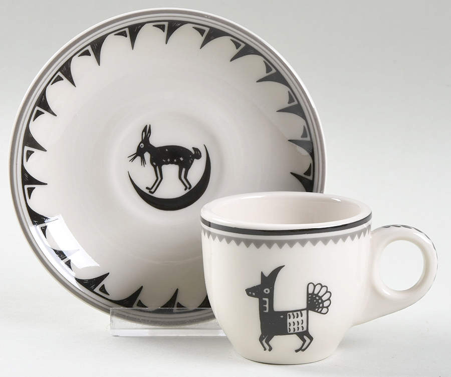 Ancient Mimbreno Black (Replica) Flat Demitasse Cup & Saucer Set by Pipestone-1