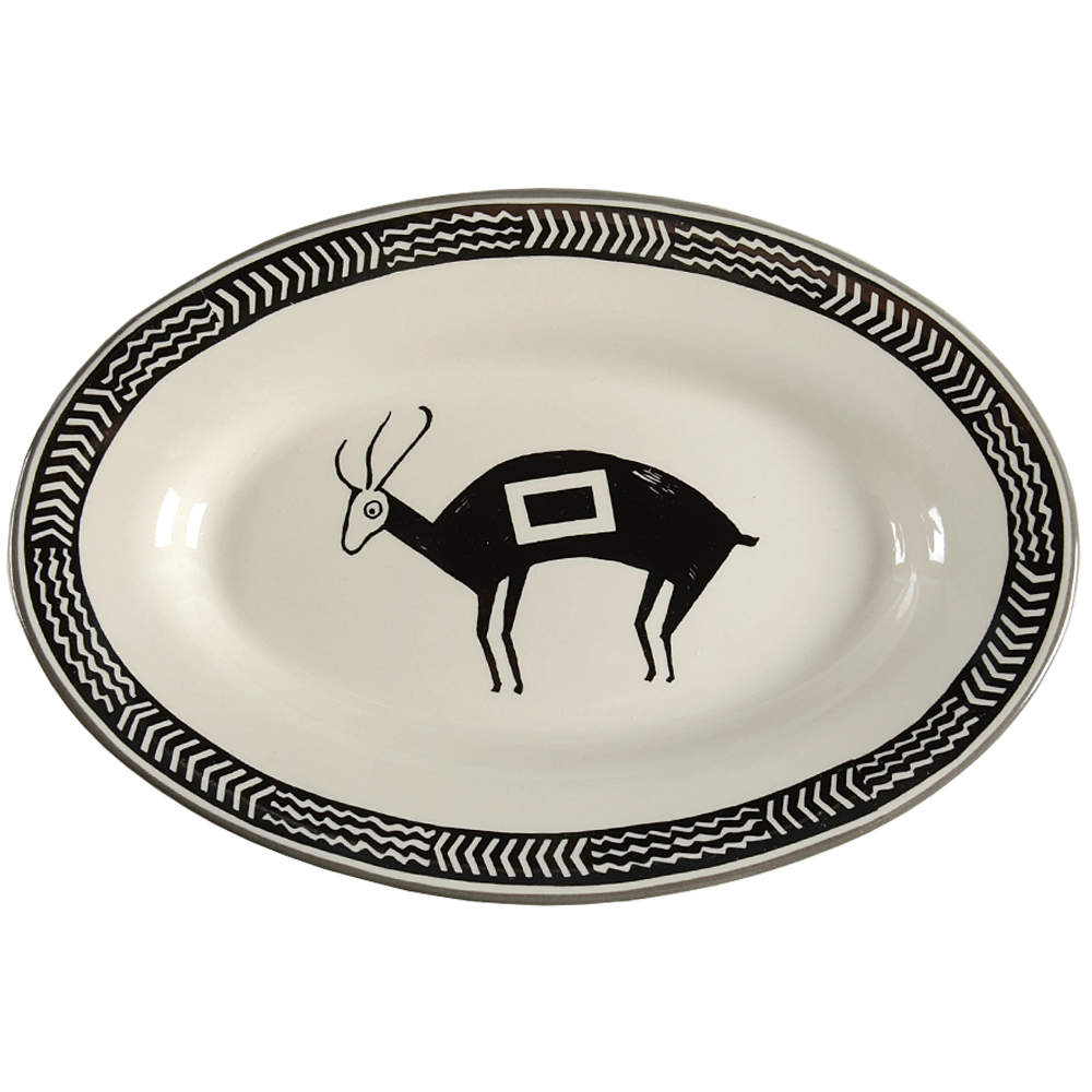 Ancient Mimbreno Black (Replica) 9" Oval Serving Platter by Pipestone-1