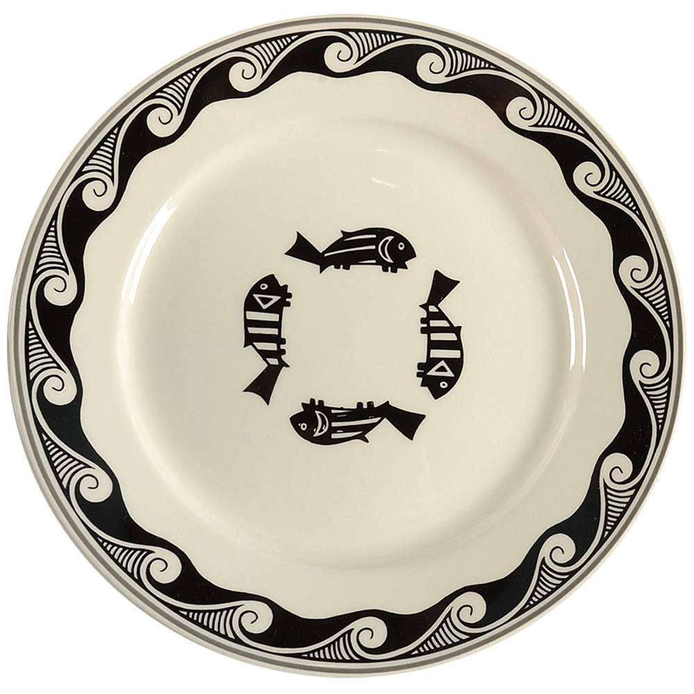 Ancient Mimbreno Black (Replica) 11" Chop Plate (Round Platter) by Pipestone-1