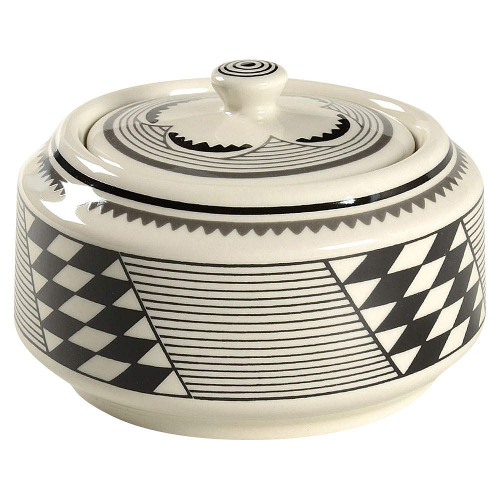 Ancient Mimbreno Black (Replica) Sugar Bowl & Lid by Pipestone-1