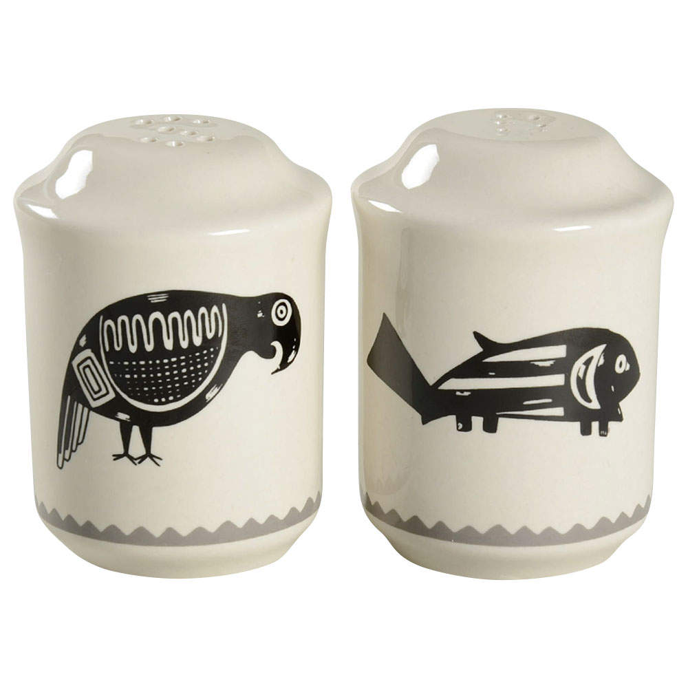 Ancient Mimbreno Black (Replica) Salt & Pepper Set by Pipestone-1