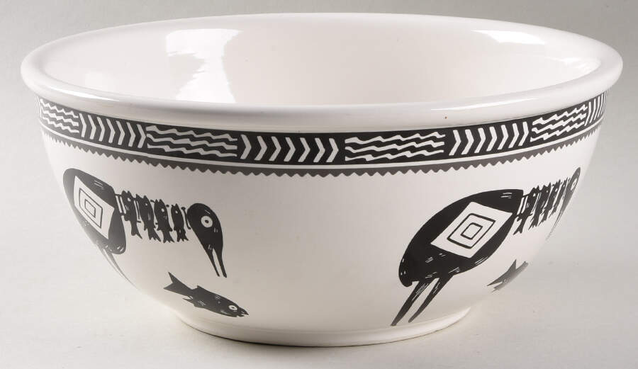 Ancient Mimbreno Black (Replica) 10" Large Salad Serving Bowl by Pipestone-1
