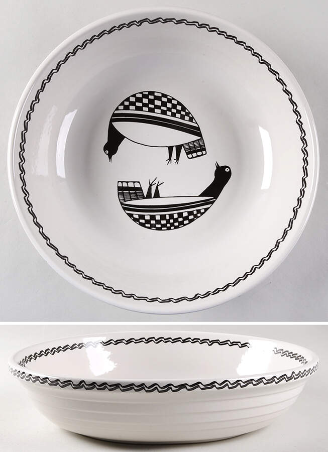Ancient Mimbreno Black (Replica) 13" Pasta Serving Bowl by Pipestone-1