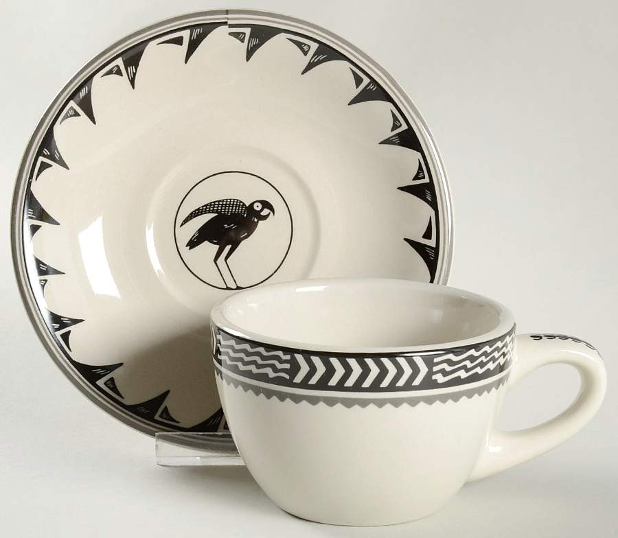 Ancient Mimbreno Black (Replica) Oversized Cup & Saucer Set by Pipestone-1