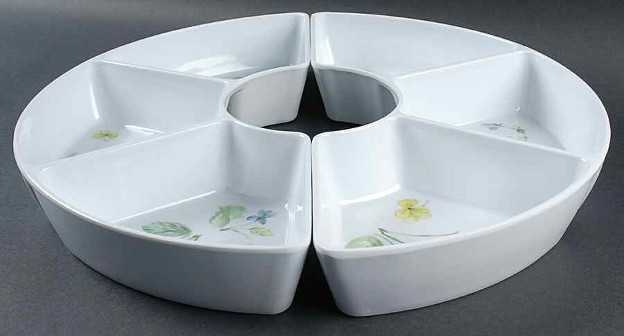 Vienna Floral Melamine 2 Pc Umbrella Tray(2-3sect Cresenttrays) by Pfaltzgraff-1