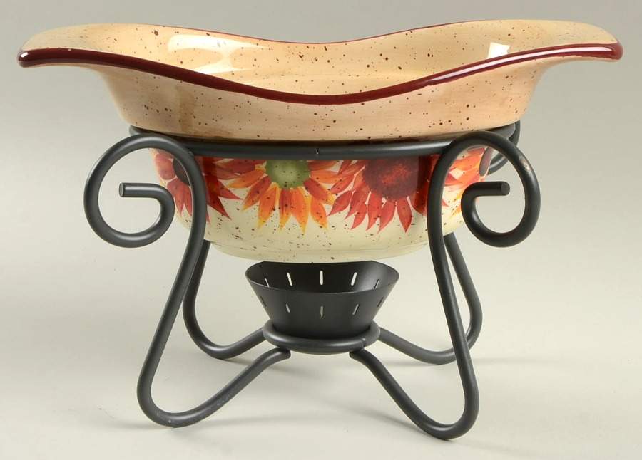 Evening Sun Gravy Server W/Metal Stand by Pfaltzgraff-1