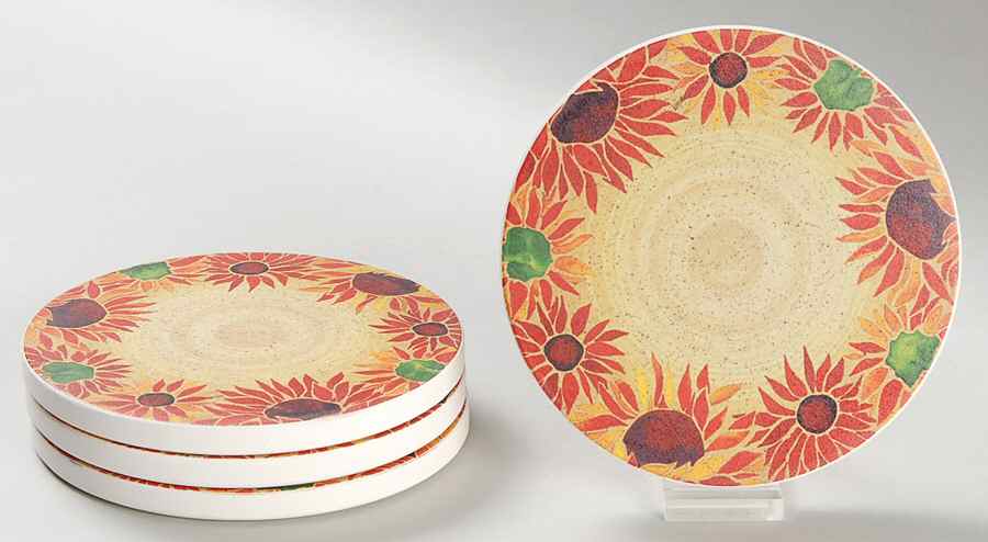 Evening Sun Round (Thirsty) Stone Coaster - Set of 4 by Pfaltzgraff-1