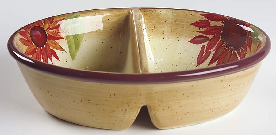 Evening Sun 10" Oval Divided Vegetable Bowl by Pfaltzgraff-1
