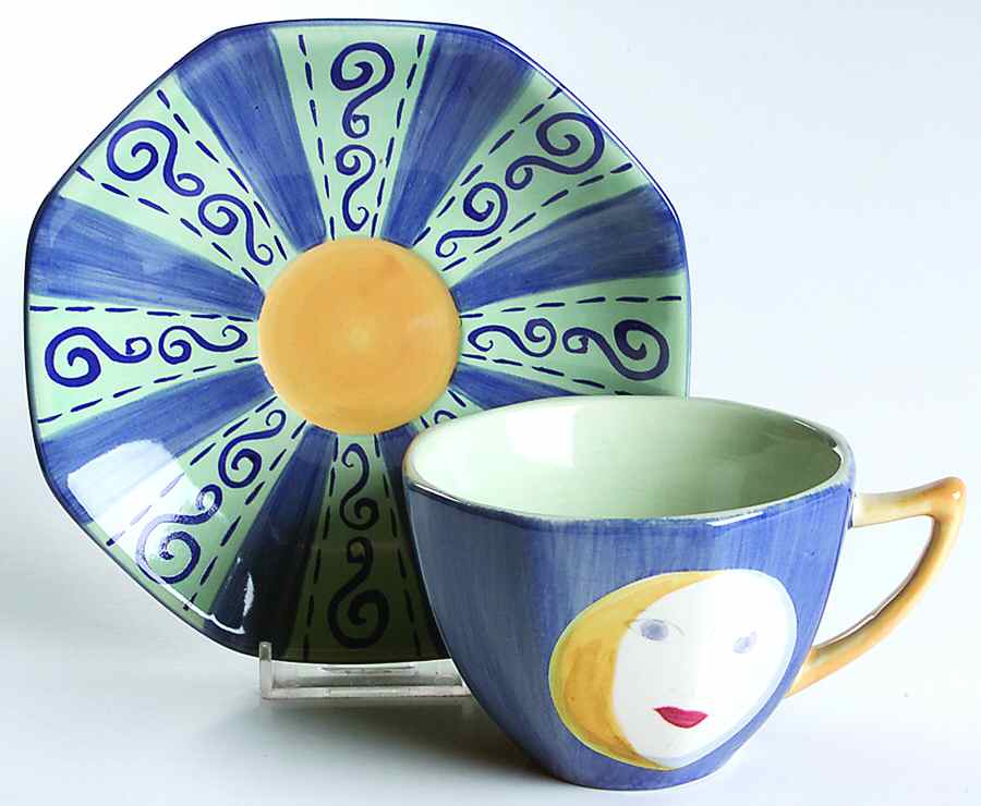 Villa Della Luna Flat Cup & Saucer Set by Pfaltzgraff-1