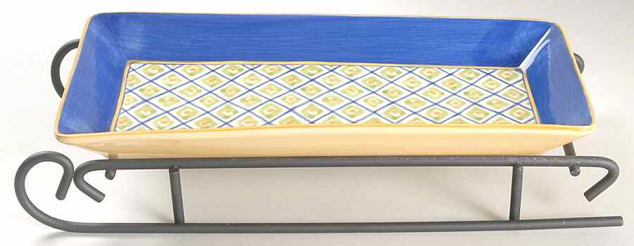 Villa Della Luna Sled Server-11" Rectangular Tray W/Iron Sled Stand by Pfaltzgraff-1