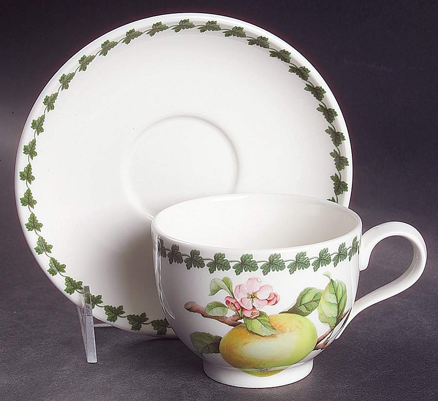 Apple Harvest Traditional Footed Cup & Saucer Set by Portmeirion-1