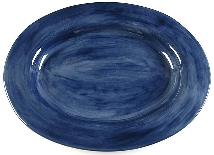 Sausalito Sapphire Blue 18" Oval Serving Platter by Pottery Barn China-1