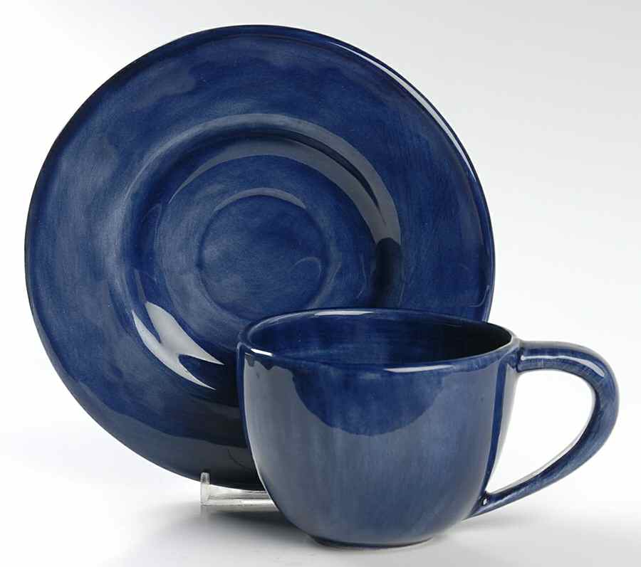 Sausalito Sapphire Blue Flat Cup & Saucer Set by Pottery Barn China-1