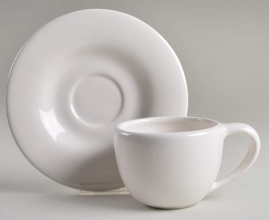 Sausalito Blanca (White) Flat Cup & Saucer Set by Pottery Barn China-1
