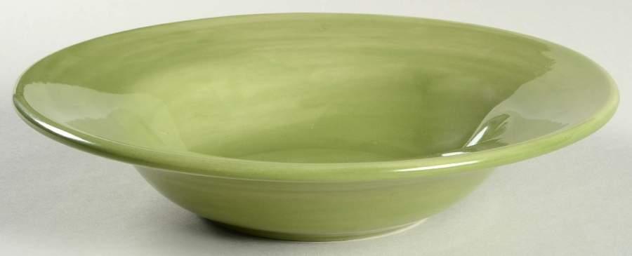 Sausalito Celery (Light Green) Large Rim Soup Bowl by Pottery Barn China-1