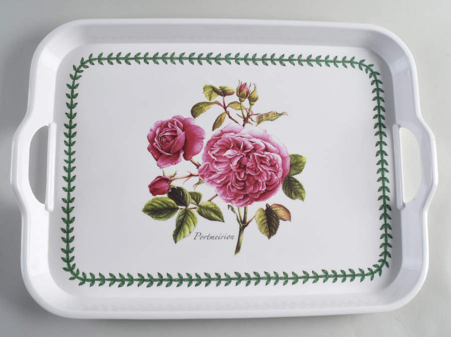 Botanic Roses 17" Rectangular Handled Serving Melamine Tray by Portmeirion-1