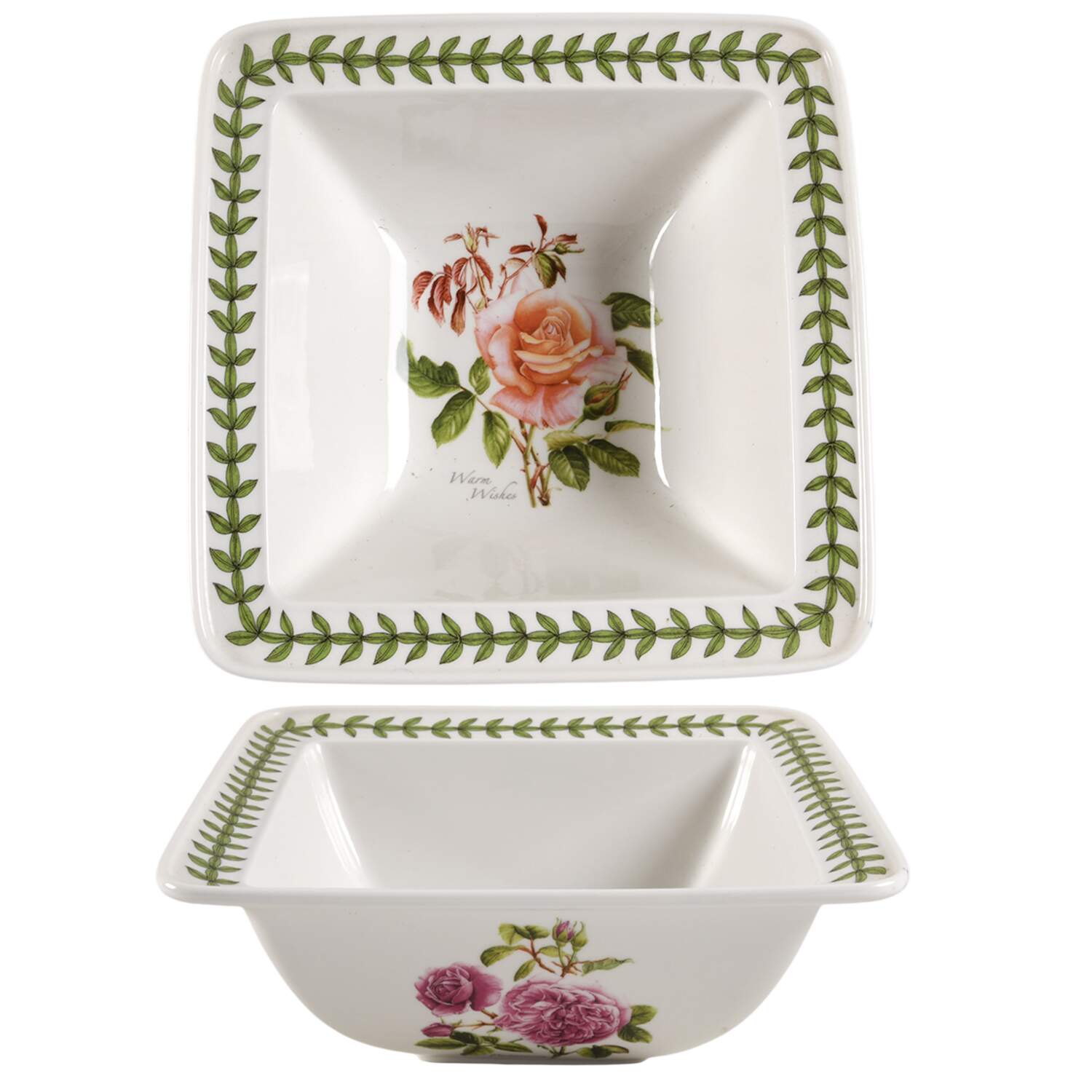 Botanic Roses 8" Square Bowl by Portmeirion-1