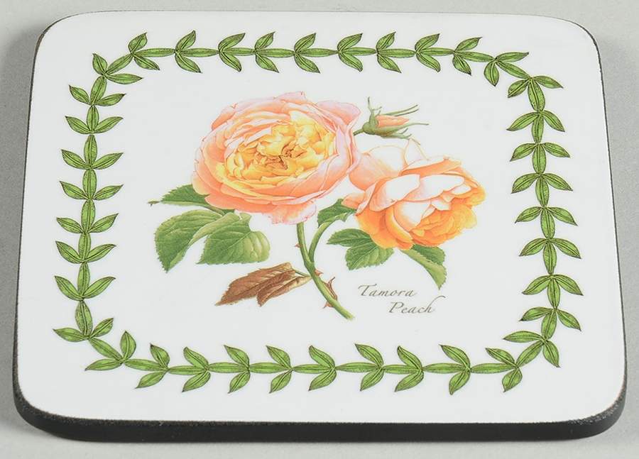 Botanic Roses Square Corkback Coaster by Portmeirion-1