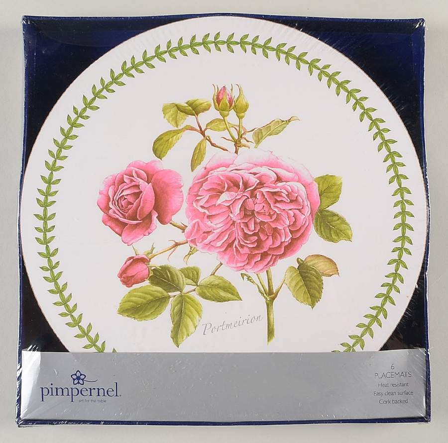 Botanic Roses Set of 6 Round Corkback Placemat by Portmeirion-1