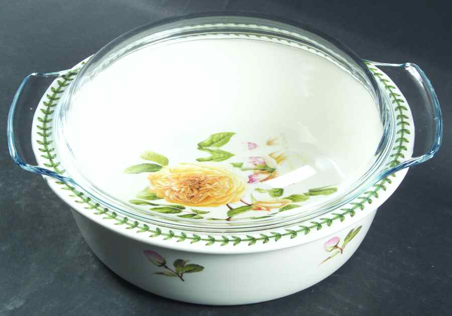 Botanic Roses 2 Qt Round Covered Casserole & Glass Lid by Portmeirion-1