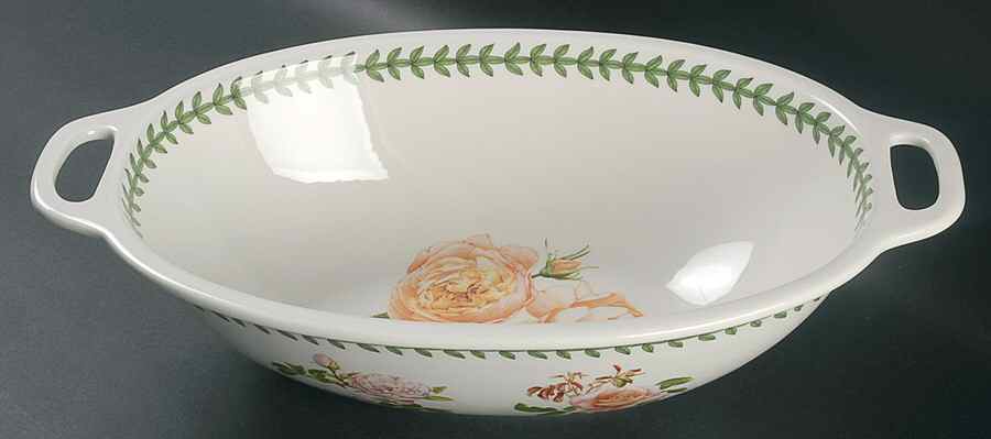 Botanic Roses 15" Oval Handled Bowl by Portmeirion-1