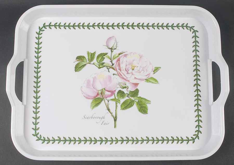 Botanic Roses 17" Rectangular Handled Serving Melamine Tray by Portmeirion-1