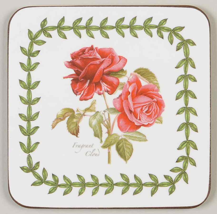 Botanic Roses Square Corkback Coaster by Portmeirion-1