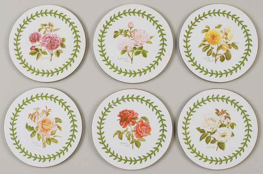 Botanic Roses Corkback Round Coaster - Set of 6 by Portmeirion-1