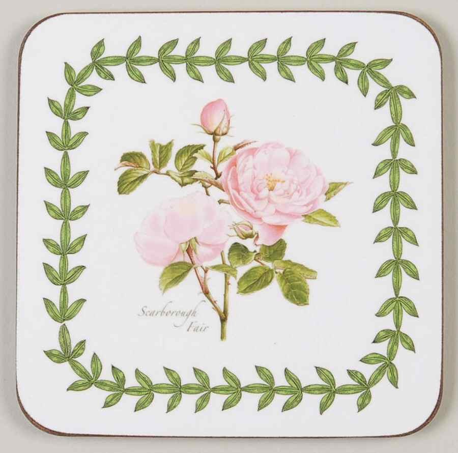 Botanic Roses Square Corkback Coaster by Portmeirion-1