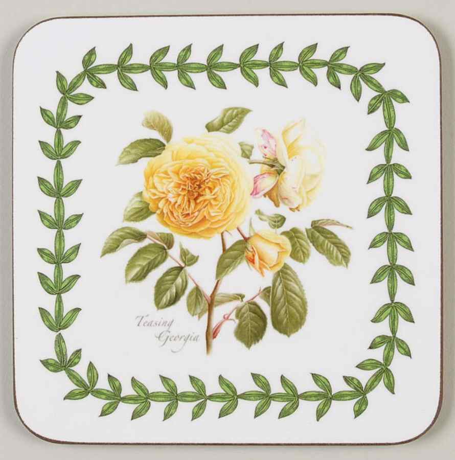 Botanic Roses Square Corkback Coaster by Portmeirion-1