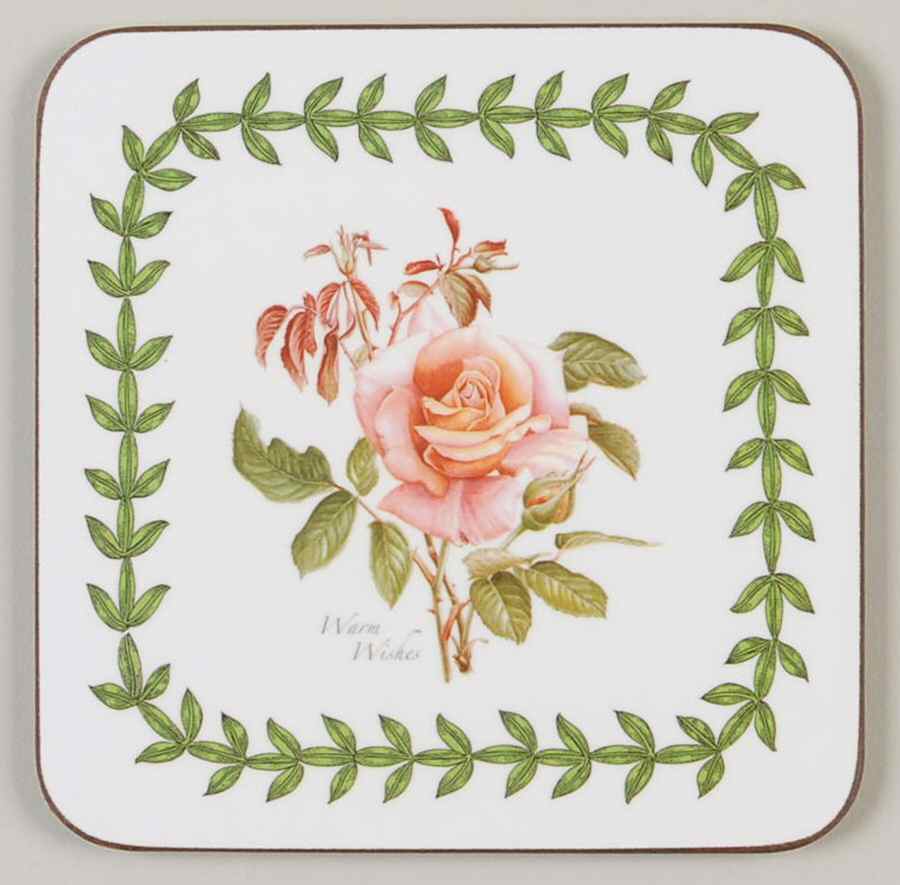 Botanic Roses Square Corkback Coaster by Portmeirion-1