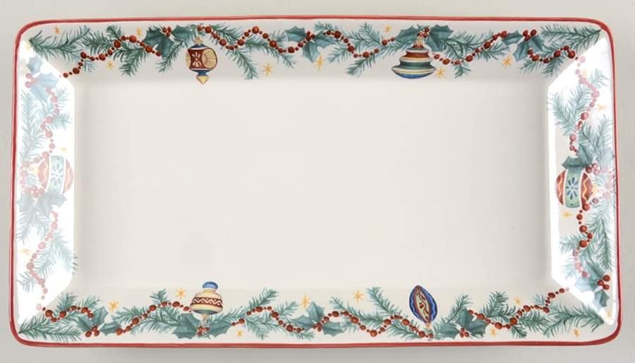 Holiday Garland Rectangular Tray 11" by Pfaltzgraff-1