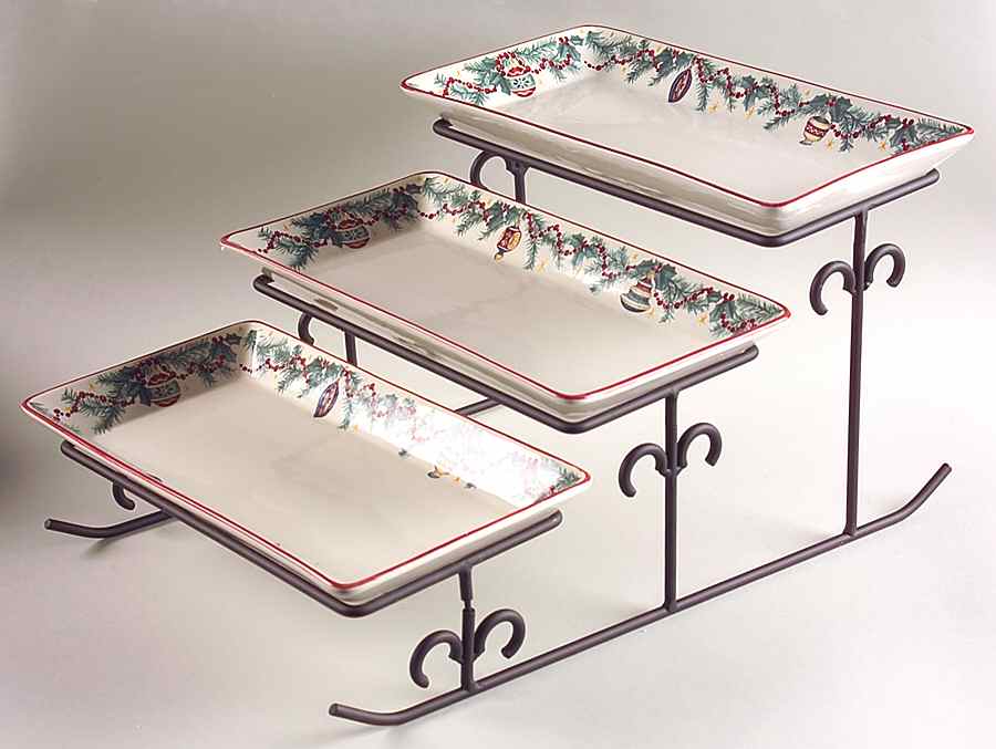 Holiday Garland 3 Step Metal Buffet Stand by Pfaltzgraff-1