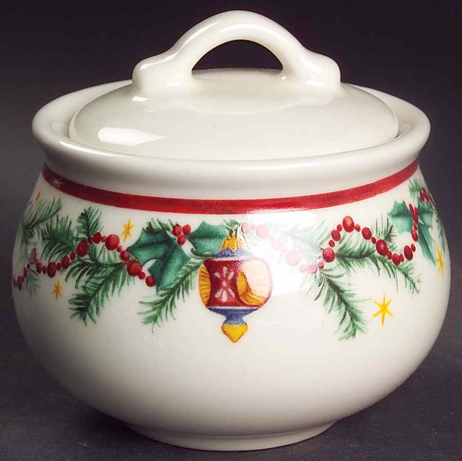 Holiday Garland Sugar Bowl & Lid by Pfaltzgraff-1