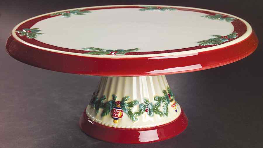 Holiday Garland 12" Diameter Pedestal Cake Stand by Pfaltzgraff-1
