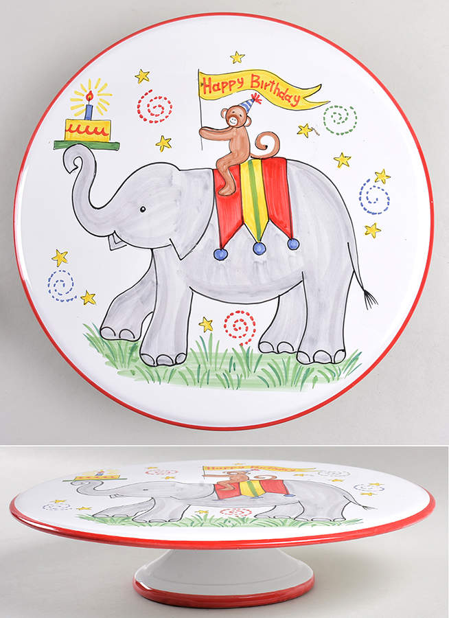 Birthday Parade 12" Diameter Pedestal Cake Stand by Presenttense-1