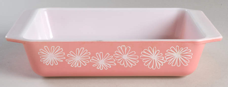 Pink Daisy 2 Quart Rectangular Casserole No Lid by Pyrex-1