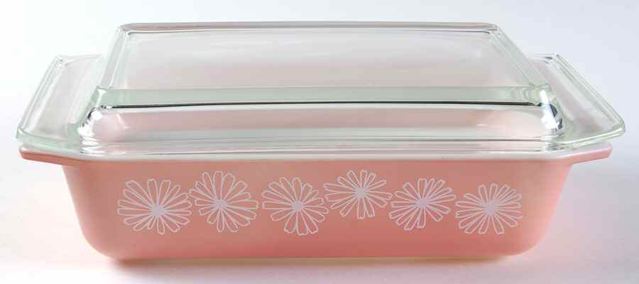 Pink Daisy 2 Quart Rectangular Covered Casserole by Pyrex-1