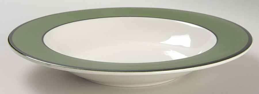 Spa Olive Green Rim Soup Bowl by Pagnossin-1