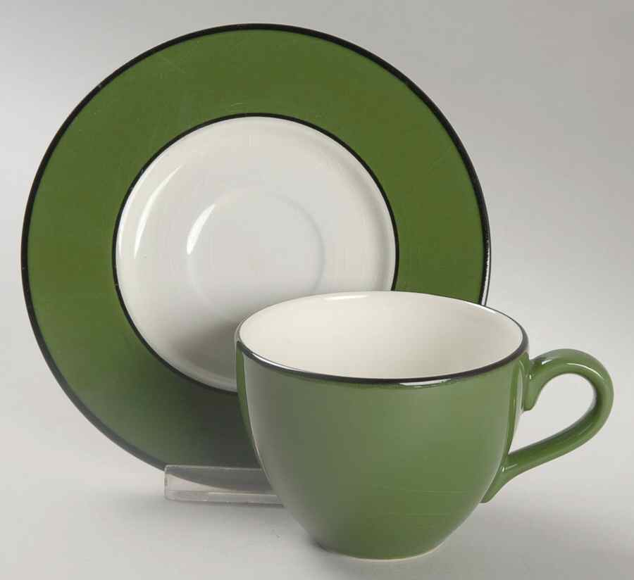 Spa Olive Green Flat Cup & Saucer Set by Pagnossin-1