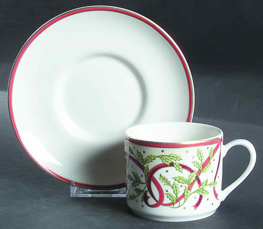 Winter Festival (On White) Flat Cup & Saucer Set by Pickard-1