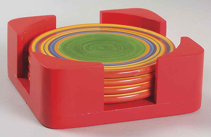 Santa Fe Coaster - Set of 4 with Holder by Pacific Rim-1