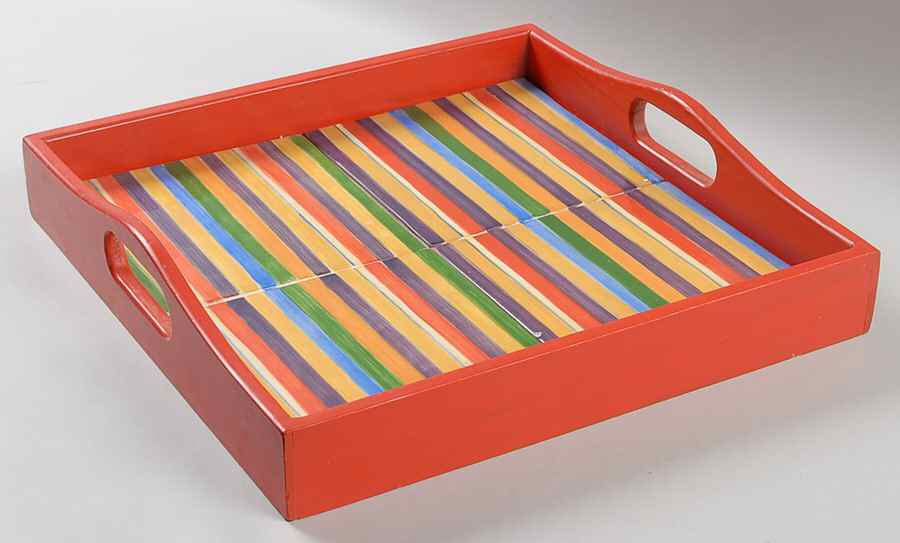 Santa Fe Square Wood Tray with Tile Insert by Pacific Rim-1