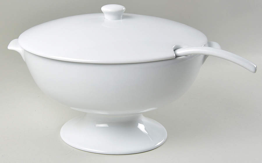 Great White Collection (Rim Shape) Oval Tureen & Lid and Ladle by Pottery Barn China-1